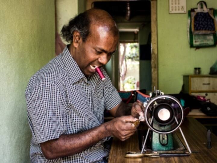 Threading the needle: How a differently abled Dalit man from Belgaum mastered stitching, creating art from scrap