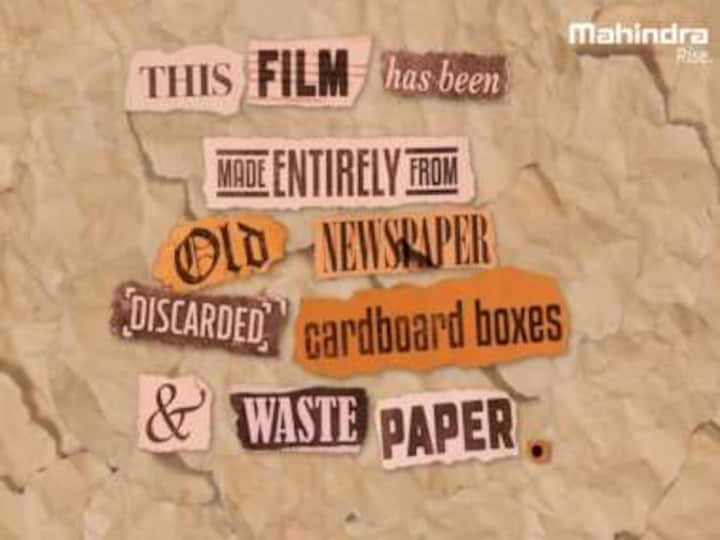 Mahindra produces an inspiring eco-friendly film using a set made of recycled wastepaper