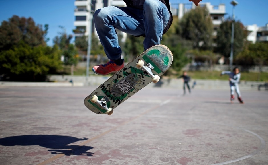 Al-Sawalhe practising on his skateboard. Reuters/Mohammed Salem. Al-Sawalhe practising on his skateboard. Reuters/Mohammed Salem.