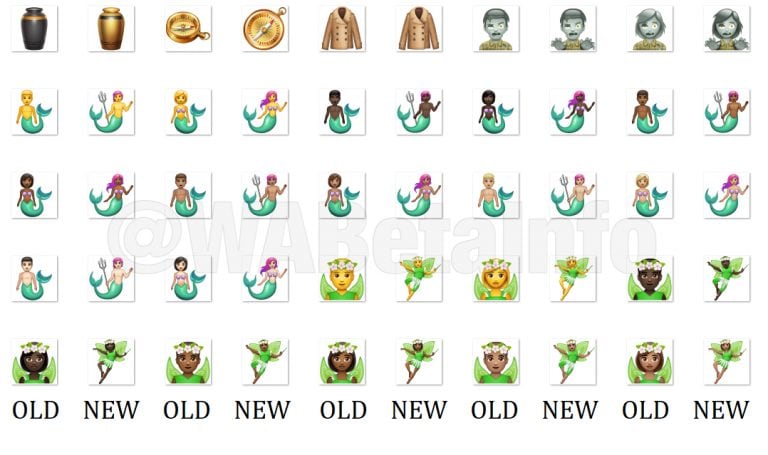 This is just one set of emojis that will be redesigned in the new update. You can compare them against their new and old look. Image: WABetaInfo