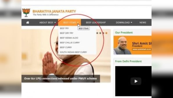 Shadow_V1P3R hacks Delhi BJP official website, replaces pages of site with names of beef dishes