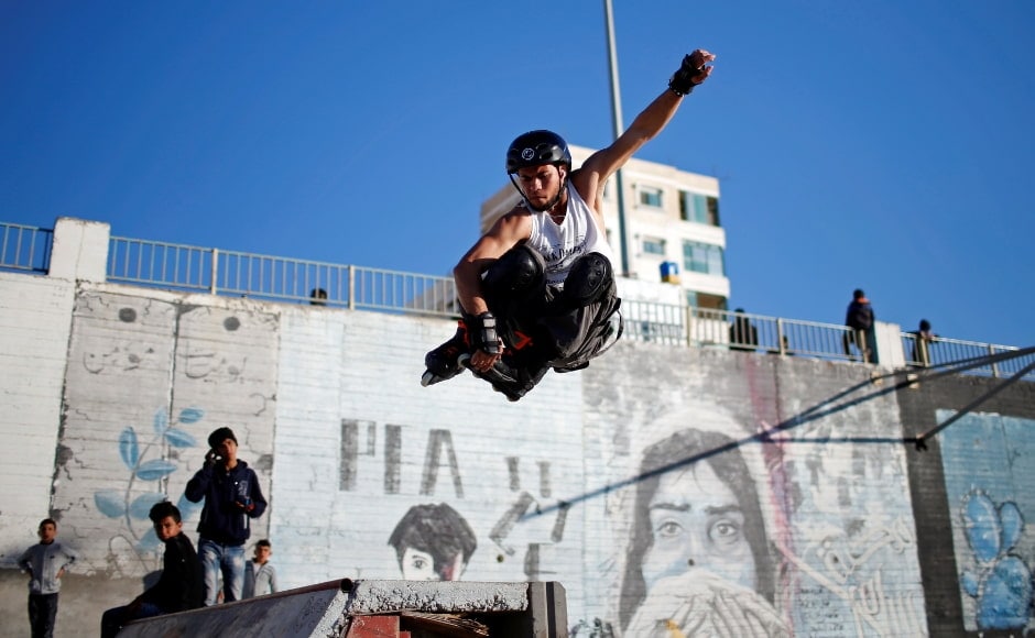 Al-Sawalhe, one of the Gaza Skate Team coaches, says they tour the markets looking for second-hand stuff and make it fit for play. Reuters/Mohammed Salem. Al-Sawalhe, one of the Gaza Skate Team coaches, says they tour the markets looking for second-hand stuff and make it fit for play. Reuters/Mohammed Salem.