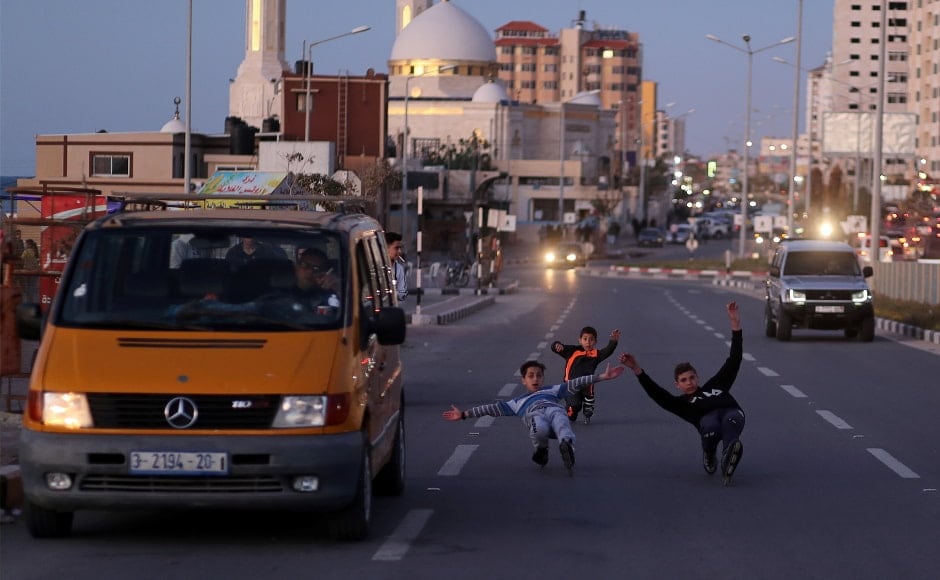 Members of the Gaza Skate Team rollerblading on the streets of Gaza. Reuters/Mohammed Salem. Members of the Gaza Skate Team rollerblading on the streets of Gaza. Reuters/Mohammed Salem.