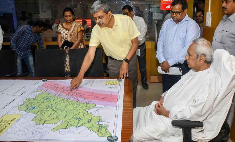 Odisha chief minister Naveen Patnaik takes stock of the preparedness for Cyclone Fani, in Bhubaneswar. PTI