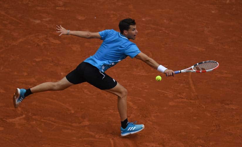Austria's Dominic Thiem returns the ball to Kazakhstan's Alexander Bublik during their men's singles second round match. AFP