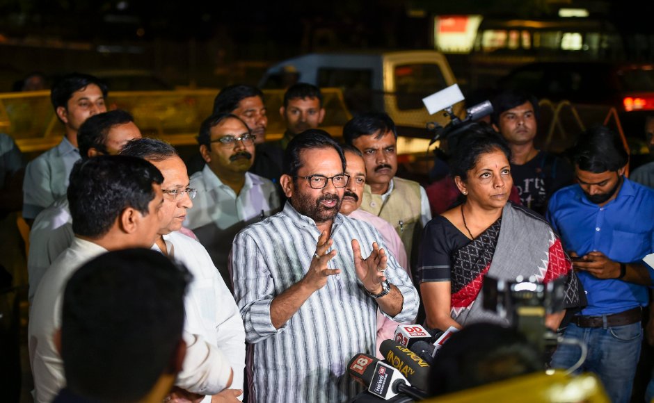 A BJP delegation including senior leader Mukhtar Abbas Naqvi and Nirmala Sitharaman met the Election Commissioner in Delhi to complain about the continued poll violence in West Bengal. PTI A BJP delegation including senior leader Mukhtar Abbas Naqvi and Nirmala Sitharaman met the Election Commissioner in Delhi to complain about the continued poll violence in West Bengal. PTI