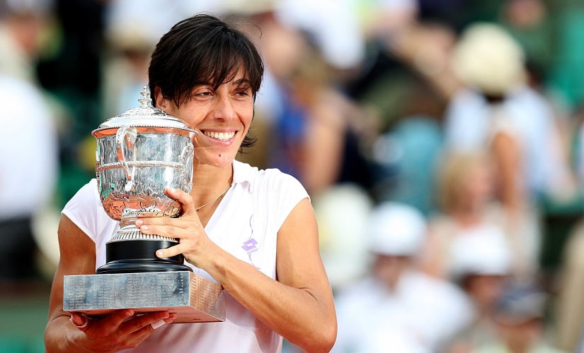 Tennis - French Open - Roland Garros, Paris, France - 5/6/10 Italy's Francesca Schiavone celebrates with the trophy after winning the French Open Mandatory Credit: Action Images / Paul Childs Livepic - MT1ACI7034425