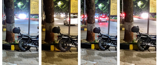 The Pixel delivers the most details with Night Sight. (Click to expand) L to R: Pixel 3a XL, OP6T, Pixel 3, iPhone 7