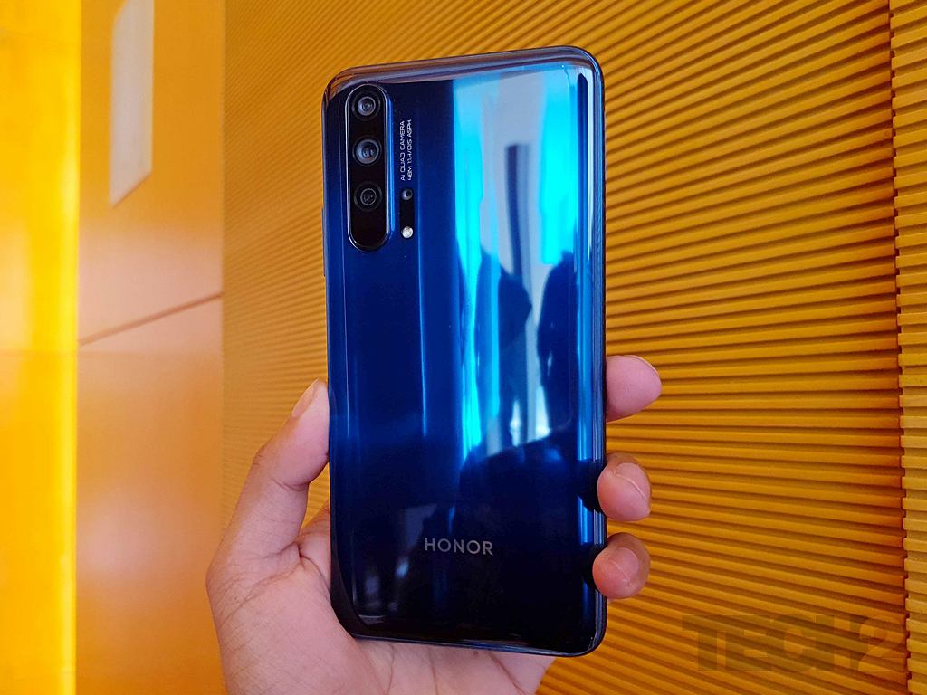 The back is reflective but it isn't as flamboyant as the Honor View 20 launched earlier this year. Image: tech2/Shomik