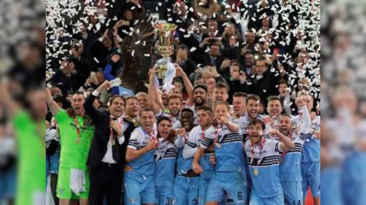 Coppa Italia: Lazio lift trophy after two late goals help them beat Atlanta as fan violence mars final