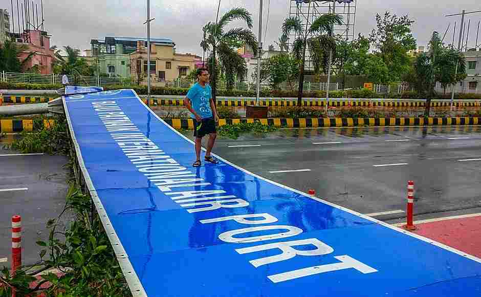 A wind-uprooted sign lies on the road after Cyclone Fani made landfall in Bhubaneswar, Odisha. PTI A wind-uprooted sign lies on the road after Cyclone Fani made landfall in Bhubaneswar, Odisha. PTI