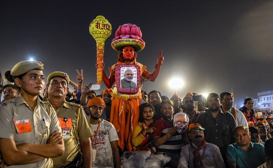 During the rally at Ramlila Maidan, Modi hit out at the AAP-led government in Delhi calling it ‘nakaampanthi’ or a government that has created hindrances in the path of developmental works in the national capital. He also hit out at the prevalent dynasty politics in the country and said that the Congress had used the INS Viraat as a ‘personal taxi’ when late Rajiv Gandhi was prime minister in 1987. Image courtesy: PTI During the rally at Ramlila Maidan, Modi hit out at the AAP-led government in Delhi calling it ‘nakaampanthi’ or a government that has created hindrances in the path of developmental works in the national capital. He also hit out at the prevalent dynasty politics in the country and said that the Congress had used the INS Viraat as a ‘personal taxi’ when late Rajiv Gandhi was prime minister in 1987. Image courtesy: PTI