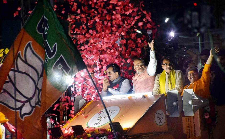 Shah also held a road show in Bhopal in support of BJP candidate Sadhvi Pragya Thakur. Image courtesy: PTI\ Shah also held a road show in Bhopal in support of BJP candidate Sadhvi Pragya Thakur. Image courtesy: PTI\