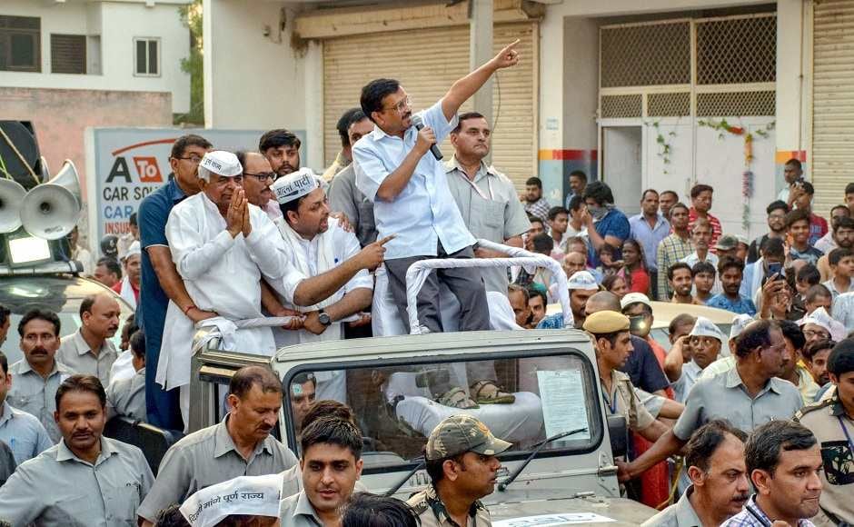 AAP chief and Delhi Chief Minister Arvind Kejriwal held roadshows in various parts of the national capital. He asked why Priyaka Gandhi was campaigning against the AAP in Delhi and SP-BSP in Uttar Pradesh and avoiding places where there is a direct fight with the BJP. Image courtesy: PTI AAP chief and Delhi Chief Minister Arvind Kejriwal held roadshows in various parts of the national capital. He asked why Priyaka Gandhi was campaigning against the AAP in Delhi and SP-BSP in Uttar Pradesh and avoiding places where there is a direct fight with the BJP. Image courtesy: PTI