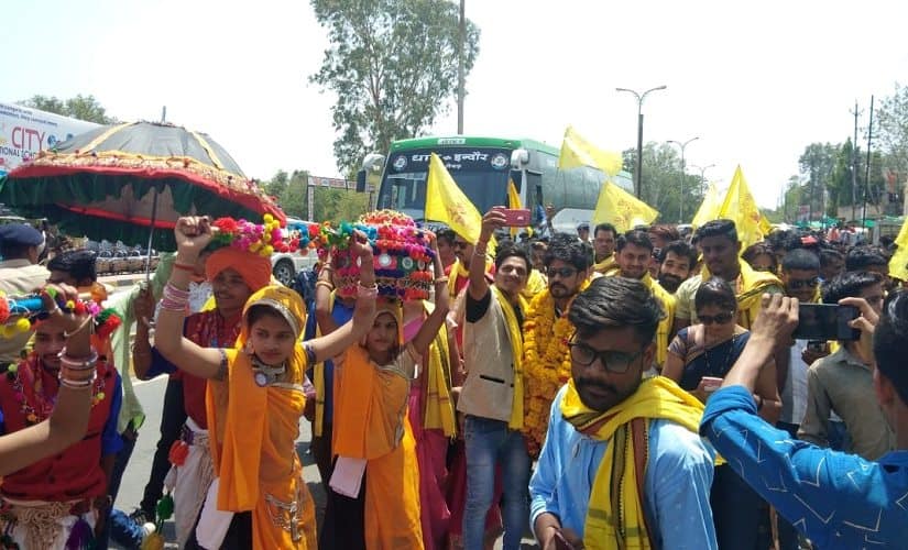 A JAYS candidate takes out a procession ahead of the election. Firstpost/Bishan Singh