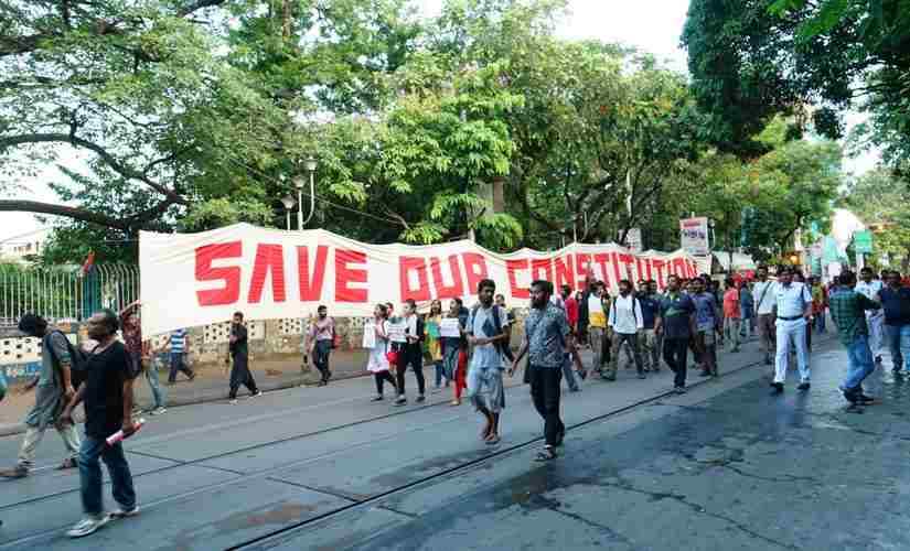 Students march near Hedua Park in Kolkata on Wednesday. 101Reporters