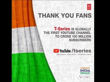 T-series beats PewDiePie to become world's most subscribed YouTube channel with 100 million subscribers T-series beats PewDiePie to become world's most subscribed YouTube channel with 100 million subscribers