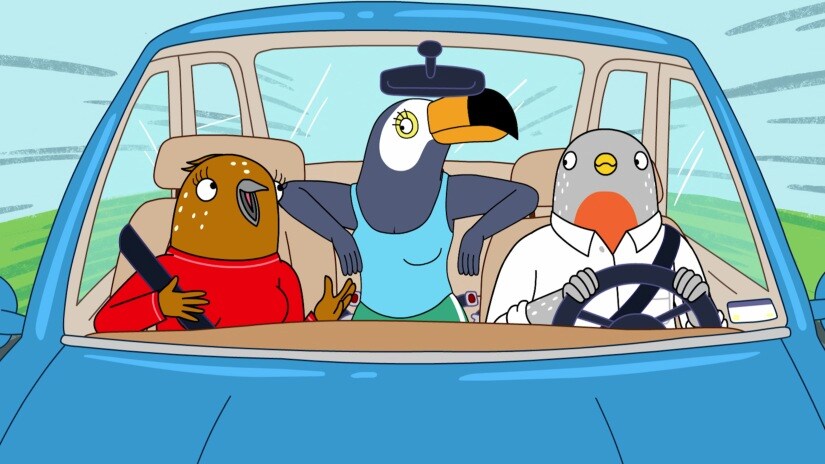 Tuca gladly plays the role of the third wheel to Bertie and her boyfriend Speckle. Netflix