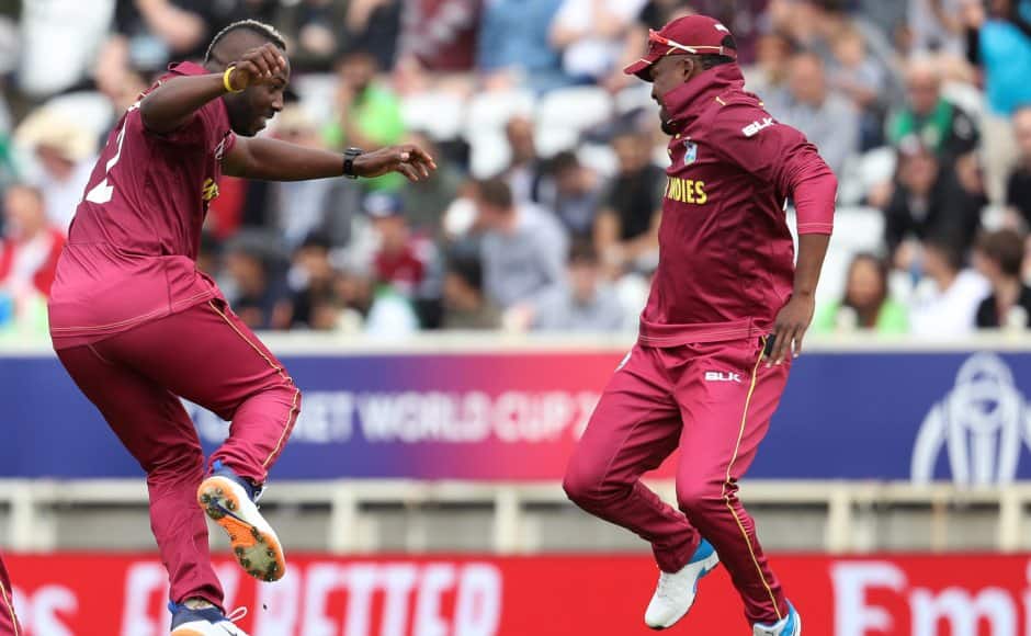 Andre Russell began the short-ball attack for West Indies, dismissing Fakhar Zaman and Haris Sohail with sharp bouncers. AP