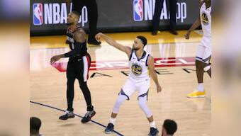 NBA Playoffs 2019: Stephen Curry drains nine three-pointers against Blazers in Warriors' easy Game 1 victory