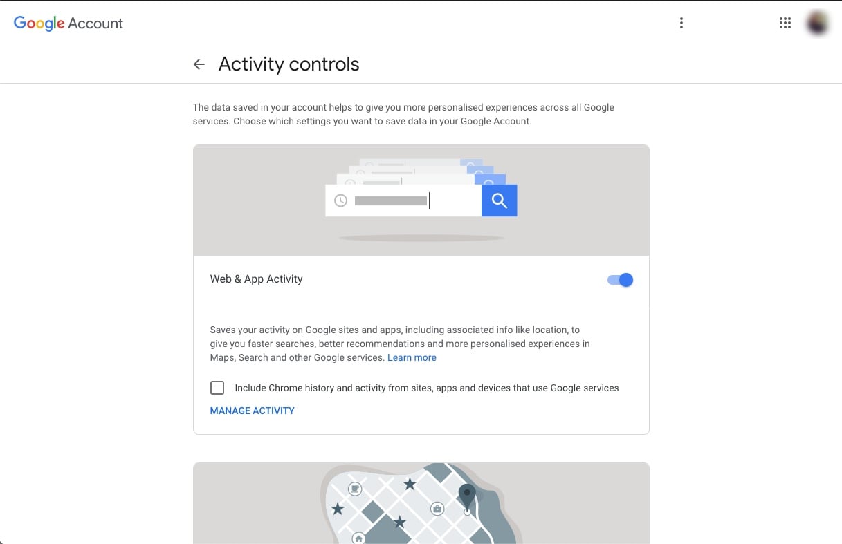 my activity controls google chrome android