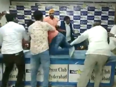 Dalit body president attacked in Hyderabad during presser on alleged irregularities at Telangana gurukuls Dalit body president attacked in Hyderabad during presser on alleged irregularities at Telangana gurukuls