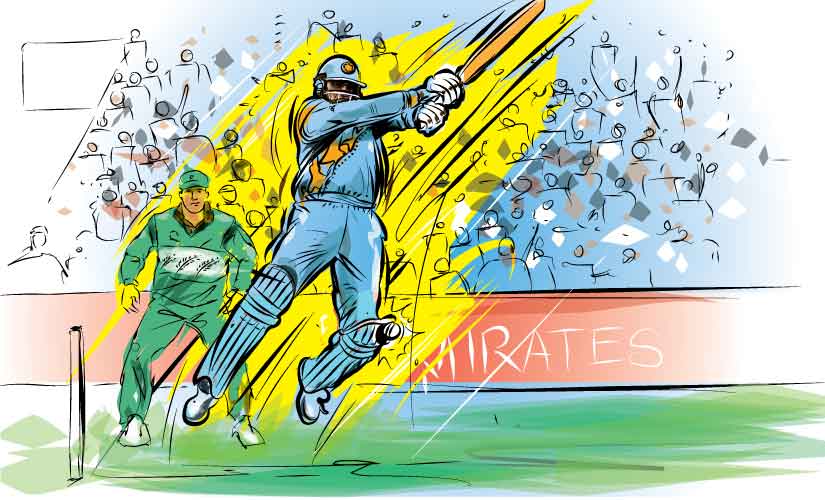 Rahul Dravid finished as the highest run-getter in the tournament, amassing 461 runs at an average of 65.85 with two centuries and three fifties. Artwork by Rajan Gaikwad