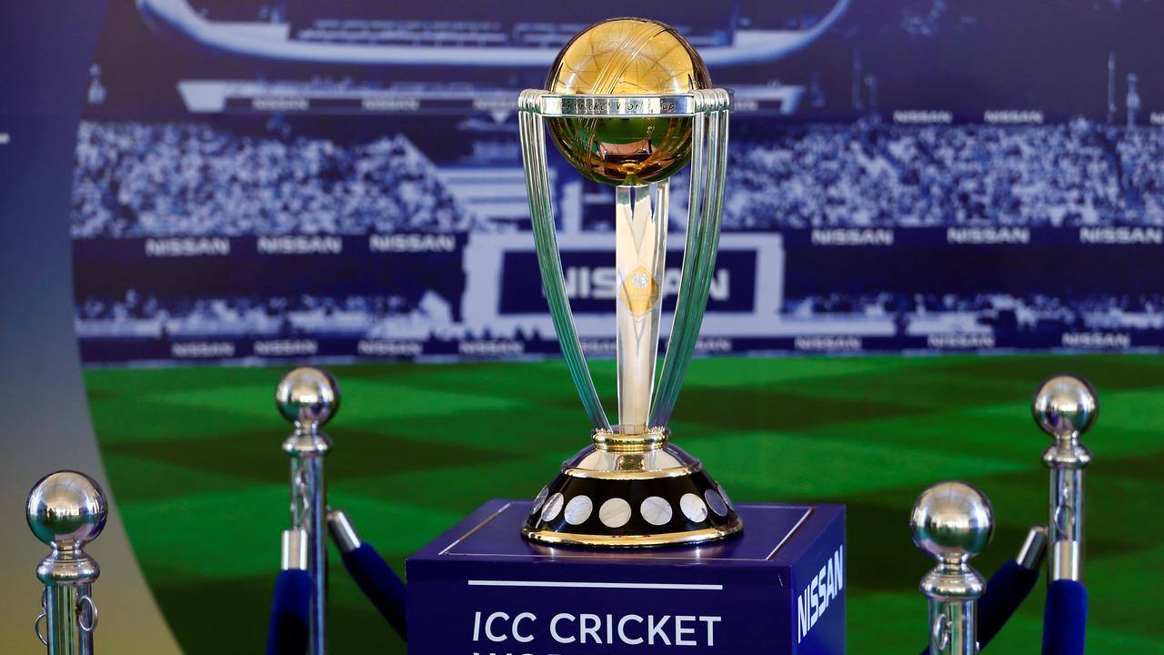 The 2019 ICC Cricket World Cup Trophy is seen during a trophy tour event in Colombo, Sri Lanka. Image: Reuters.