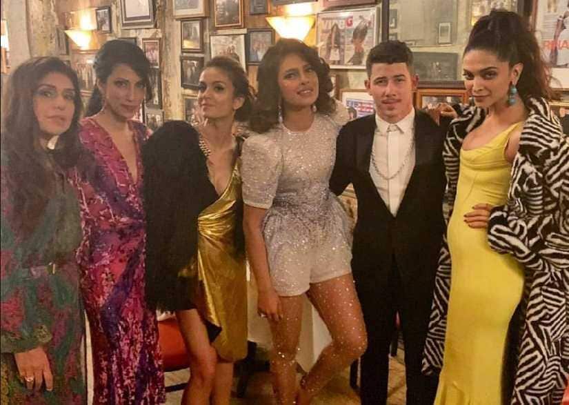 Anaita Shroff Adajania, Huma Abedin, Natasha Poonawalla, Priyanka Chopra, Nick Jonas and Deepika Padukone