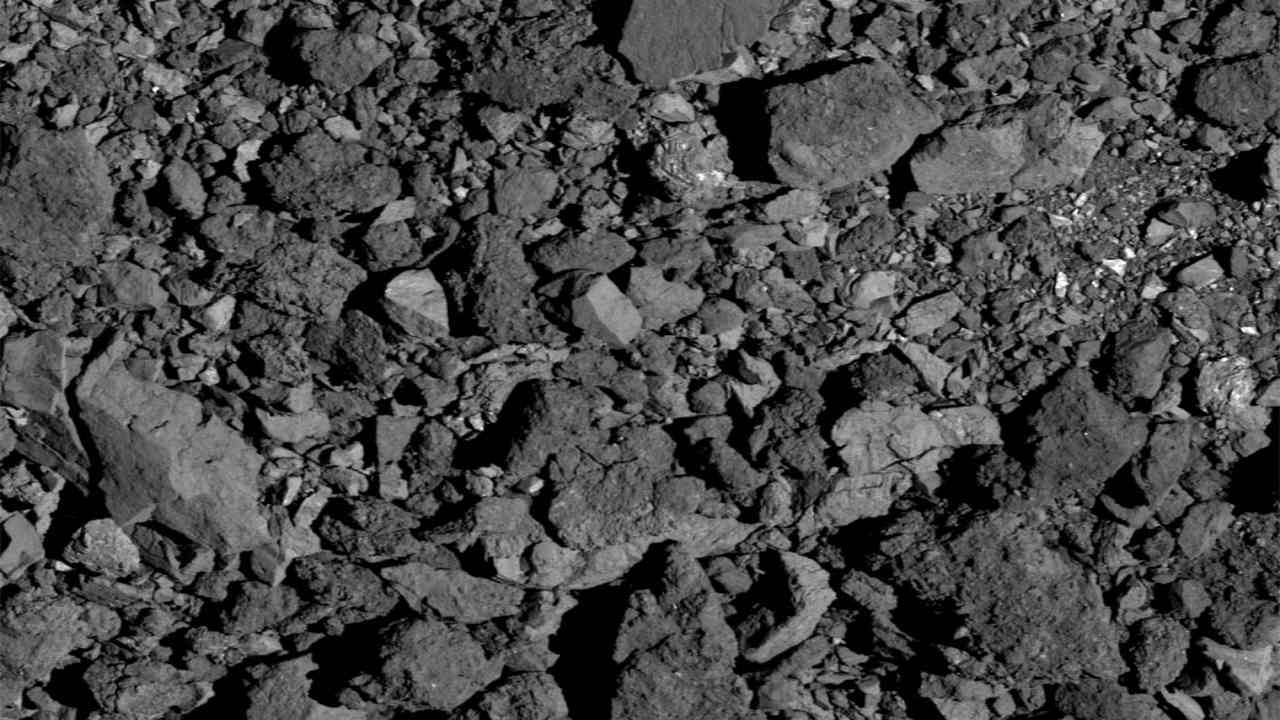 The rocky surface of the asteroid Bennu. Image credit: NASA