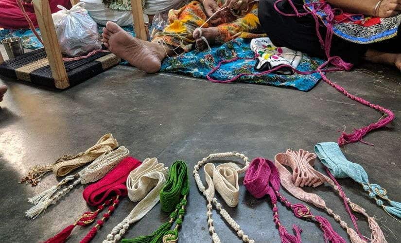 The women at Project Nala Wali weaving the nalas