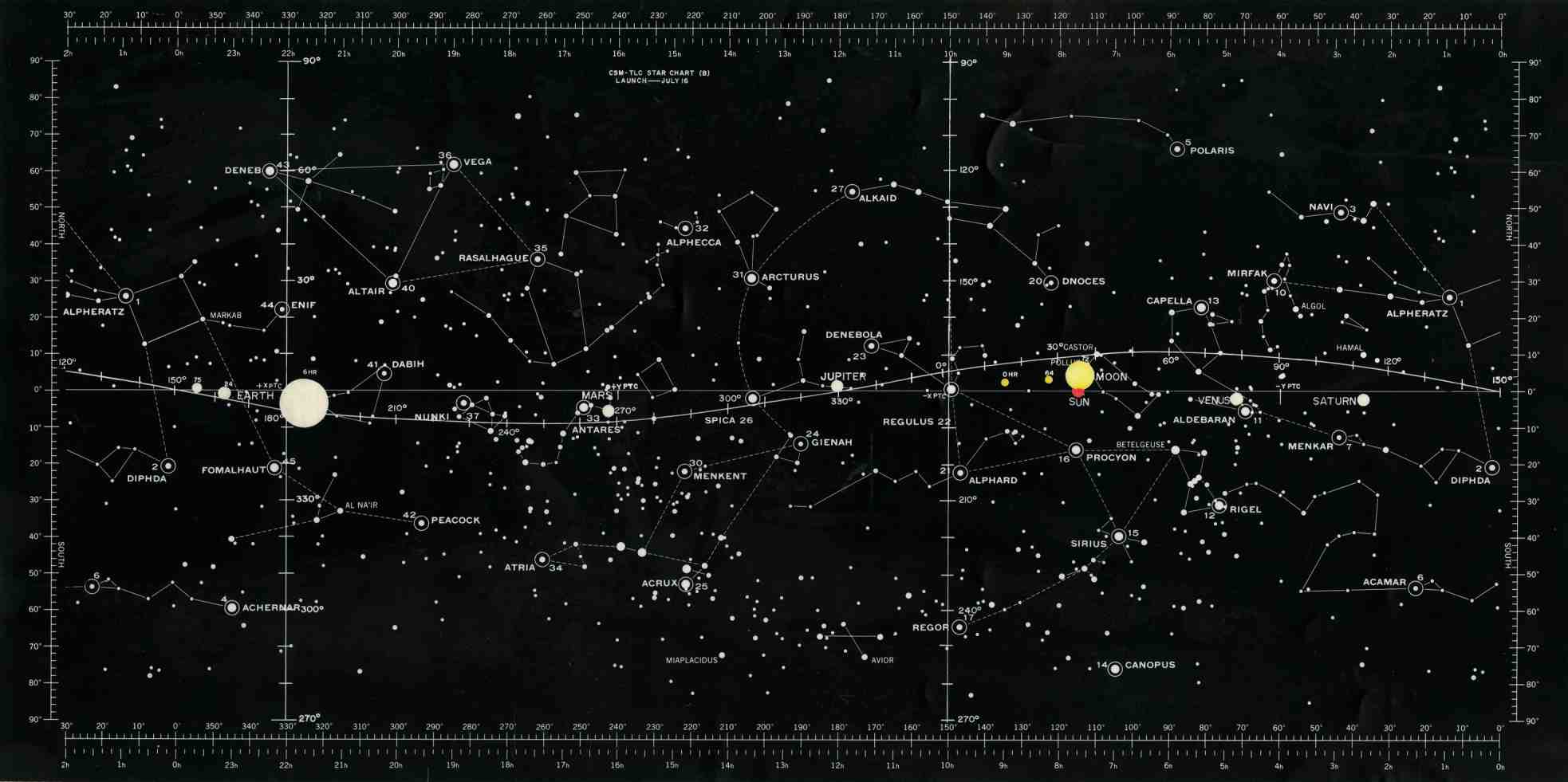 A starchart used during the Apollo 11 mission plans at NASA. Image: NASA
