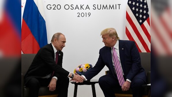 ‘Don’t meddle in the election’: Donald Trump jokes about Mueller report during meeting with Vladimir Putin in Osaka