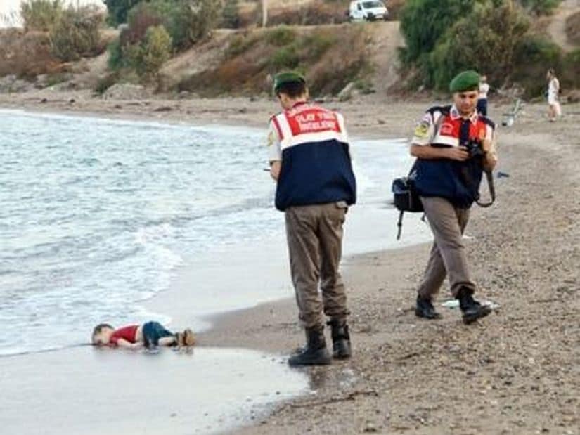 The washed up body of Alan along the shore. Reuters