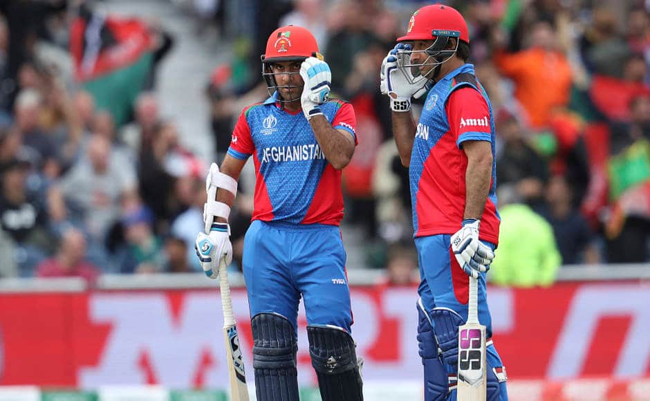 Afghanistan’s Hashmatullah Shahidi (Left ) and Asgar Afghan built a 94-run stand for the fourth wicket. AP 