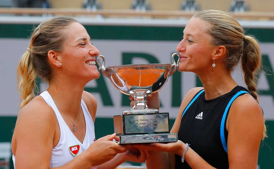Prior to the men's singles final, The second-seeded team of Timea Babos and Kristina Mladenovic won the women's doubles title at the French Open for their second Grand Slam title as a pairing. AP Prior to the men's singles final, The second-seeded team of Timea Babos and Kristina Mladenovic won the women's doubles title at the French Open for their second Grand Slam title as a pairing. AP