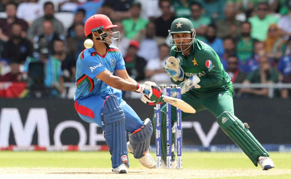 Najibullah Zadran of Afghanistan in action against Pakistan. He played a knock of 42 runs before being dismissed for 42 runs. AP