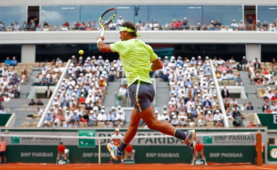 Rafael Nadal advanced to a record-extending 12th Roland Garros semi-final with a dominant 6-1, 6-1, 6-3 win over Kei Nishikori. AP Rafael Nadal advanced to a record-extending 12th Roland Garros semi-final with a dominant 6-1, 6-1, 6-3 win over Kei Nishikori. AP