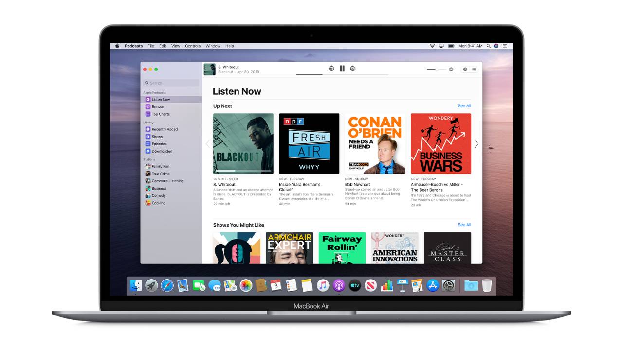 The new Podcasts app on macOS Catalina. Image: Apple