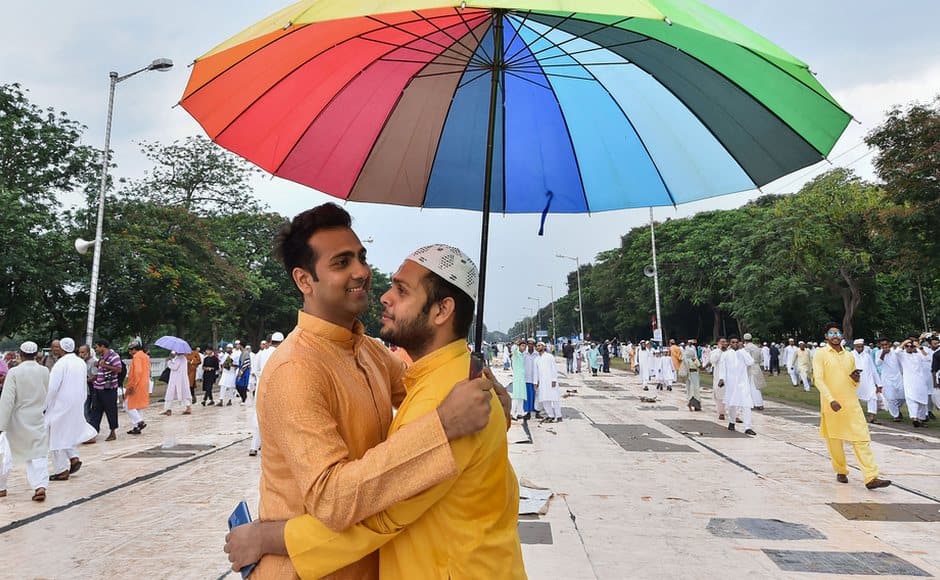 In this image from Kolkata, Muslims greet each other after offering 'namaz' at Red Road. PTI In this image from Kolkata, Muslims greet each other after offering 'namaz' at Red Road. PTI