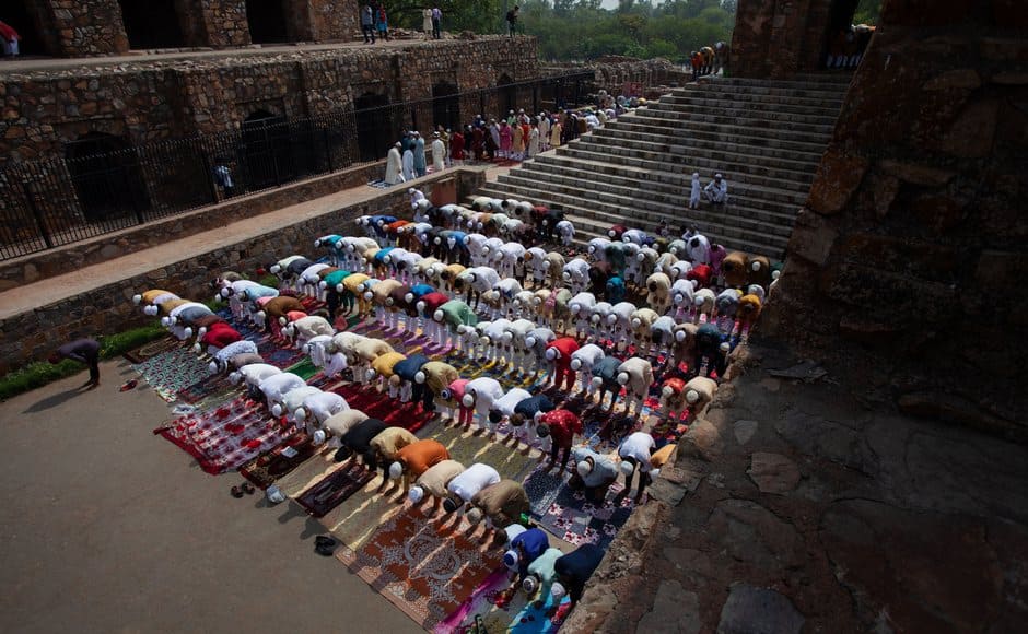The festival is marked with feasts and the faithful offers prayers at mosques and idgahs to seek blessings of the divine. Devotees offer 'namaz' at the footsteps of Feroz Shah Kotla mosque, in New Delhi. PTI The festival is marked with feasts and the faithful offers prayers at mosques and idgahs to seek blessings of the divine. Devotees offer 'namaz' at the footsteps of Feroz Shah Kotla mosque, in New Delhi. PTI