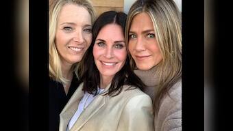 Courteney Cox reunites with Friends co-stars Lisa Kudrow and Jennifer Aniston to celebrate her 55th birthday