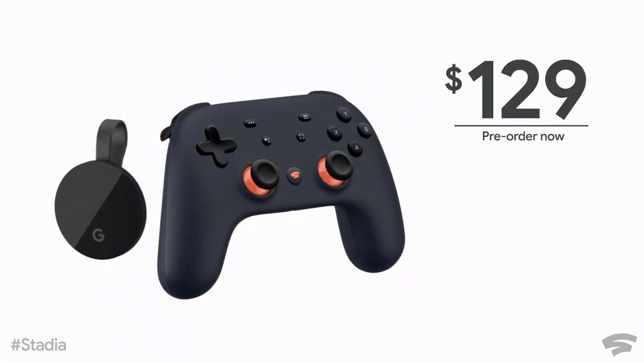 Google Stadia Night Blue controller and Chromecast Ultra included in the Founder's Edition.