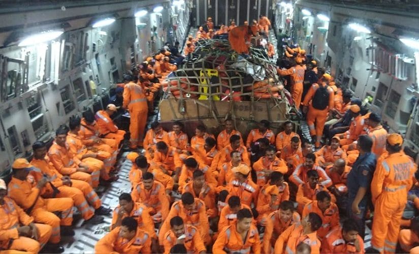 Nearly 1,000 NDRF personnel, apart from including medical and rescue experts have been flown into cyclone-prone areas 24 hours ahead of the expected landfall to join the NDRF rescuers already present on ground. Image courtesy: Twitter/@NDRFHQ Nearly 1,000 NDRF personnel, apart from including medical and rescue experts have been flown into cyclone-prone areas 24 hours ahead of the expected landfall to join the NDRF rescuers already present on ground. Image courtesy: Twitter/@NDRFHQ