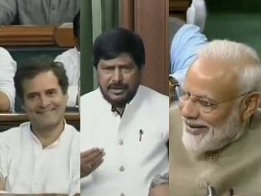 'I congratulate you for getting to sit in Opposition': Ramdas Athawale's dig at Congress in Lok Sabha evokes laughter from Modi, Rahul, Sonia 'I congratulate you for getting to sit in Opposition': Ramdas Athawale's dig at Congress in Lok Sabha evokes laughter from Modi, Rahul, Sonia