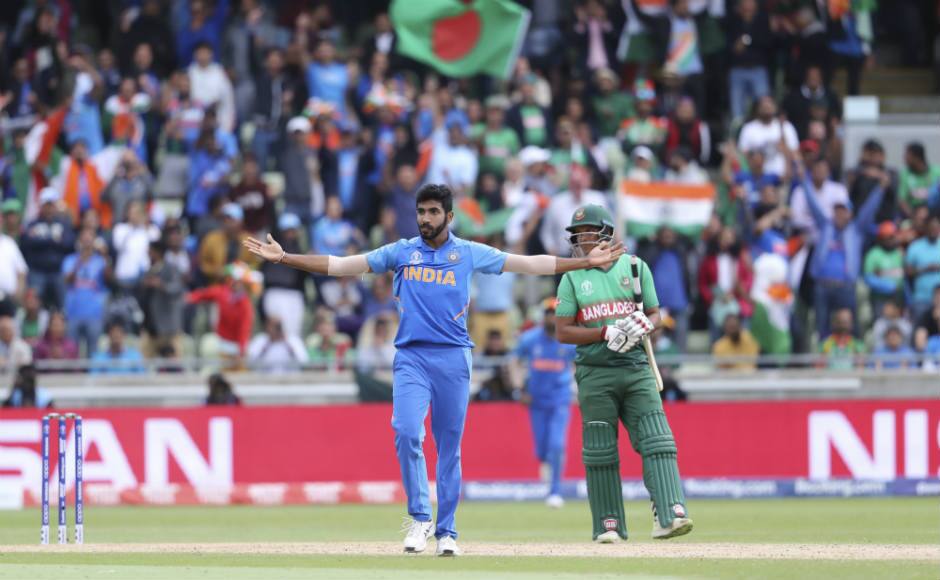 Jasprit Bumrah celebrates after dismissing last batsman Mustafizur Rahman right after getting rid of Rubel Hossain, resulting in a 28-run victory for India. AP
