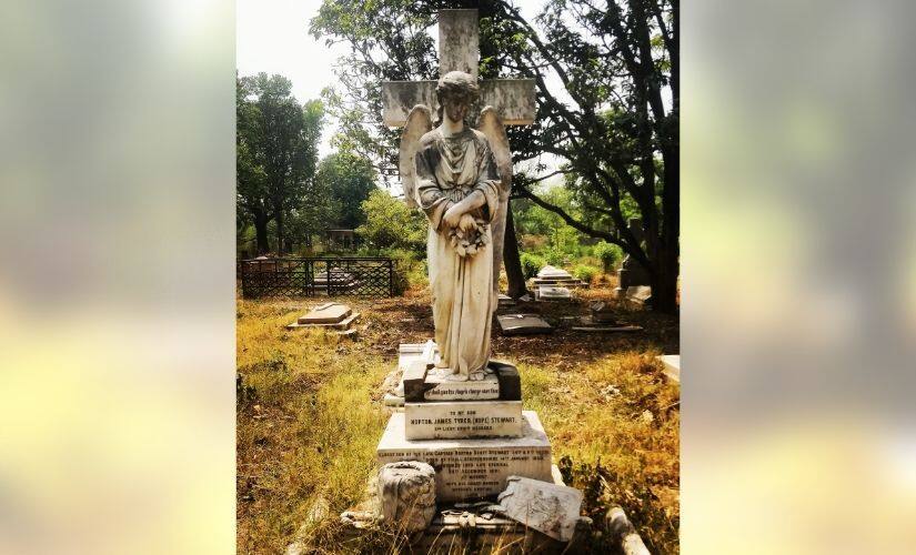 A dilapidating tombstone of a British officer who passed away in 1891 in Meerut.
