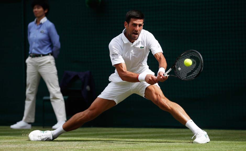 Earlier on, Novak Djokovic reached the Wimbledon final for the sixth time as he came through a tough match against Roberto Bautista Agut on Centre Court 6-2, 4-6, 6-3, 6-2. AP Earlier on, Novak Djokovic reached the Wimbledon final for the sixth time as he came through a tough match against Roberto Bautista Agut on Centre Court 6-2, 4-6, 6-3, 6-2. AP