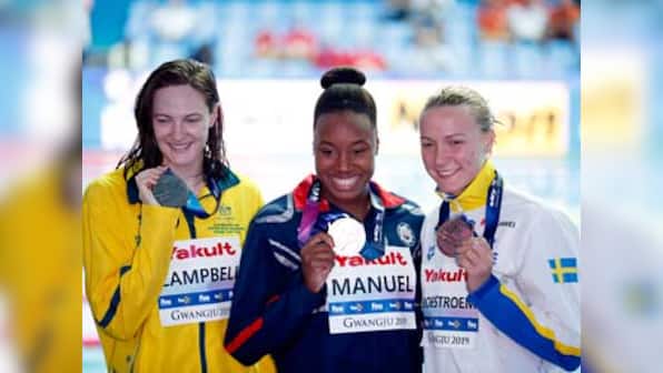 World Aquatics Championships: American Simone Manuel decimates competitive field to retain 100 metres freestyle title