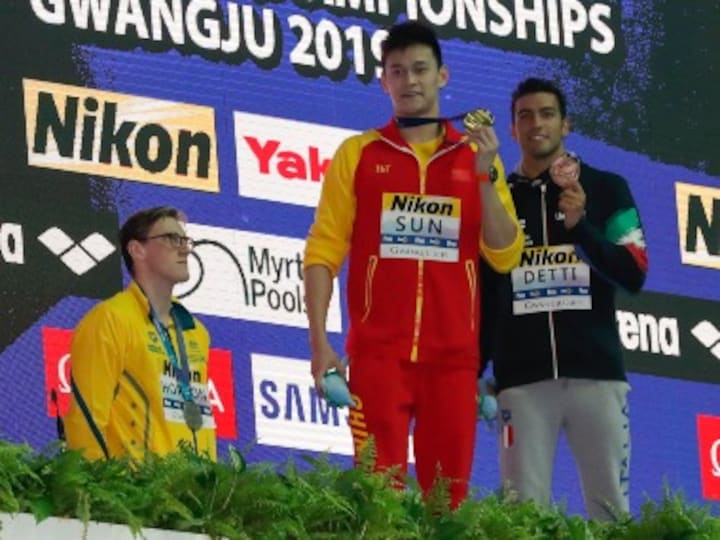 FINA World Championships 2019: Australian swimmer Mack Horton warned by governing body for snubbing rival Sun Yang on podium